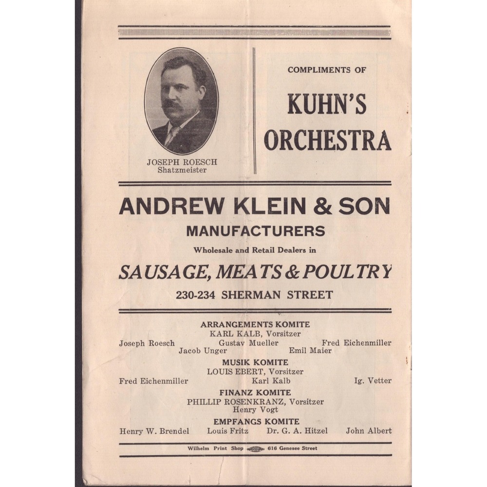 1926 Buffalo Teutonia Liederkranz Concert Program Harugari Temple NY German - Picture 2 of 3